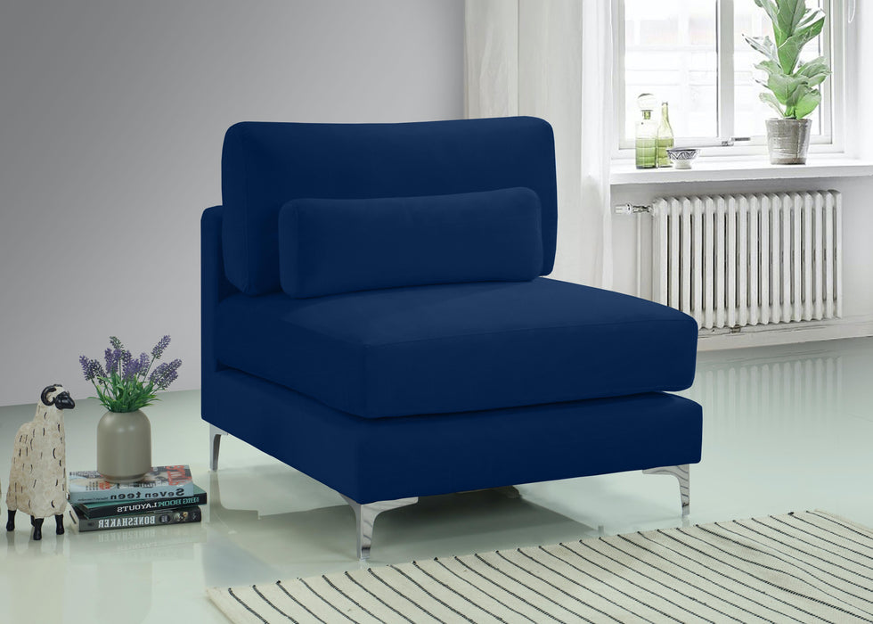 Julia Navy Velvet Modular Armless Chair - D&N Furniture (PA)