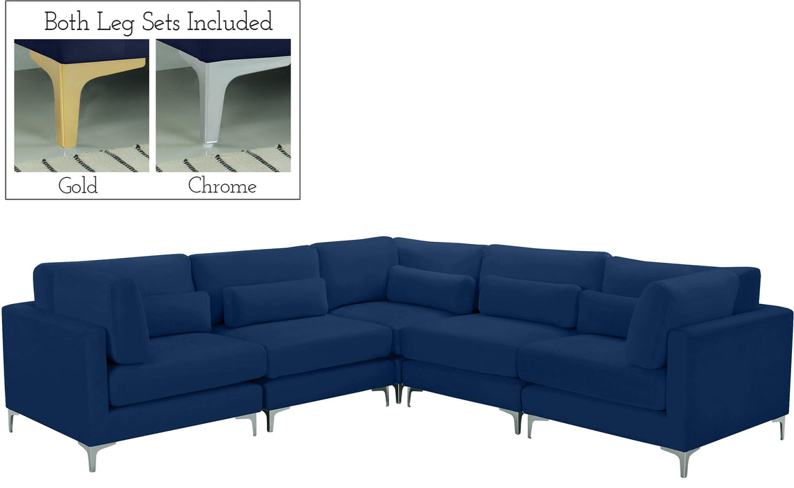 Julia Navy Velvet Modular Sectional (5 Boxes) - D&N Furniture (PA)
