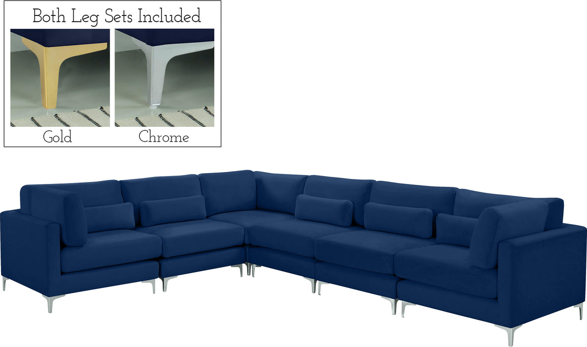 Julia Navy Velvet Modular Sectional (6 Boxes) - D&N Furniture (PA)