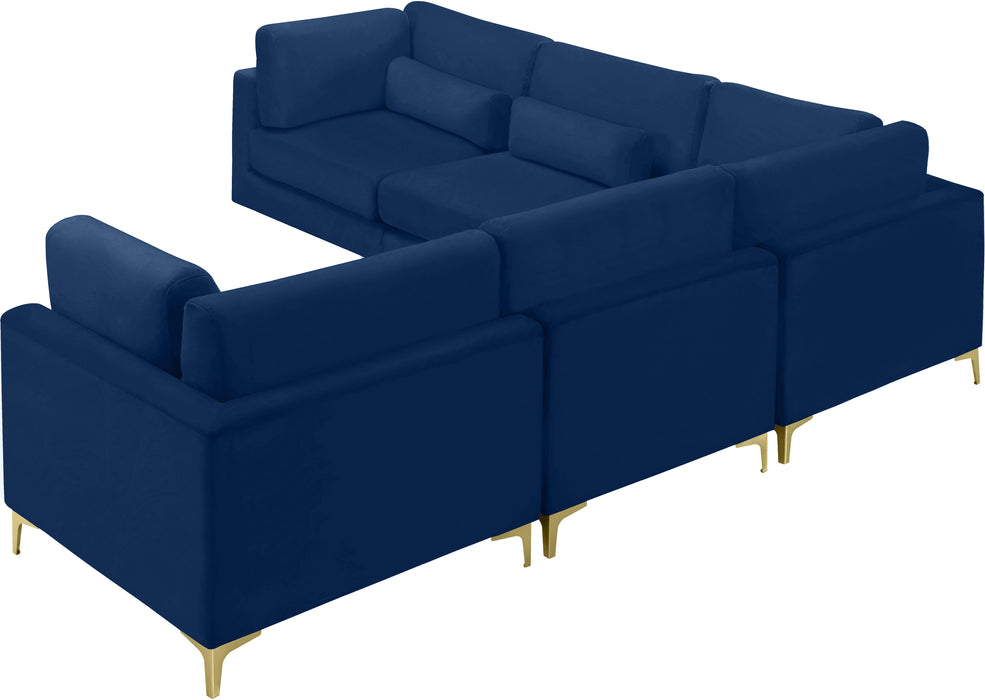 Julia Navy Velvet Modular Sectional (5 Boxes) - D&N Furniture (PA)