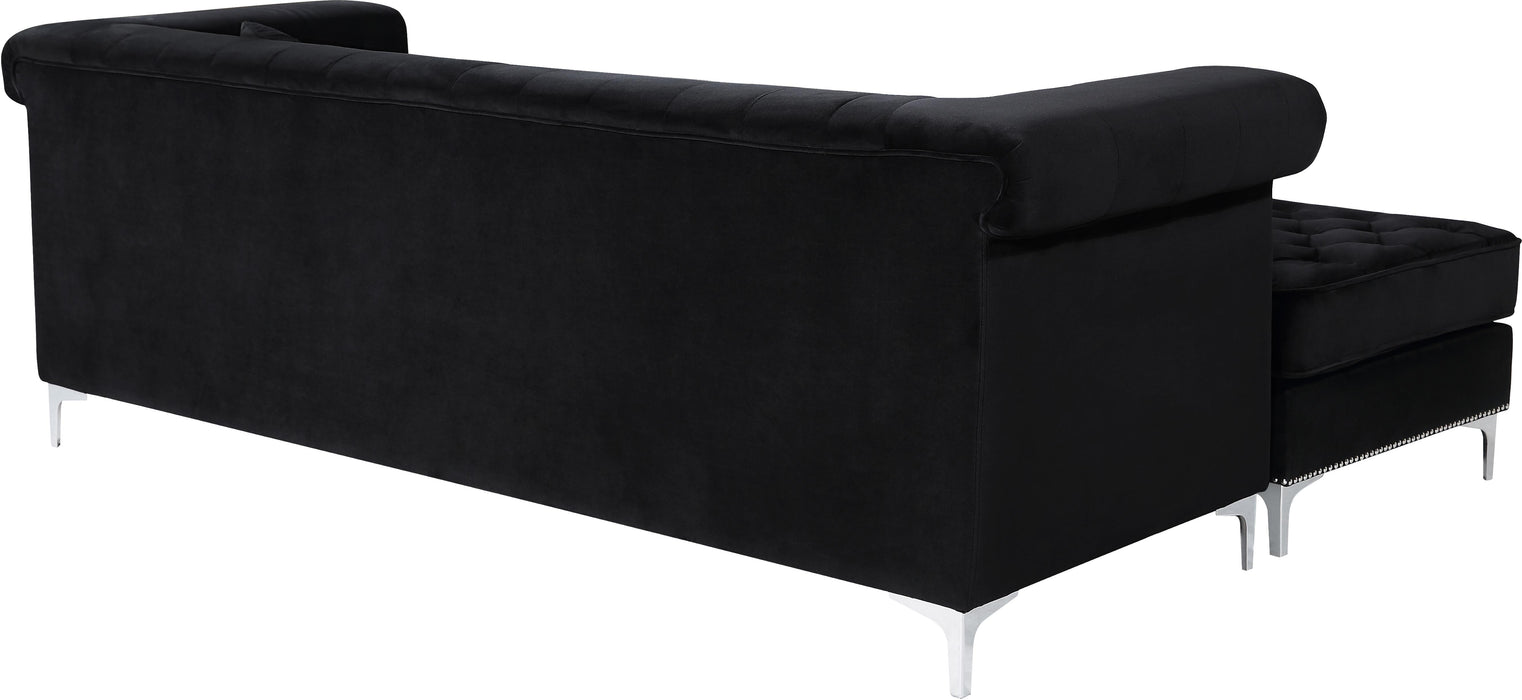 Damian Black Velvet 2pc. Reversible Sectional