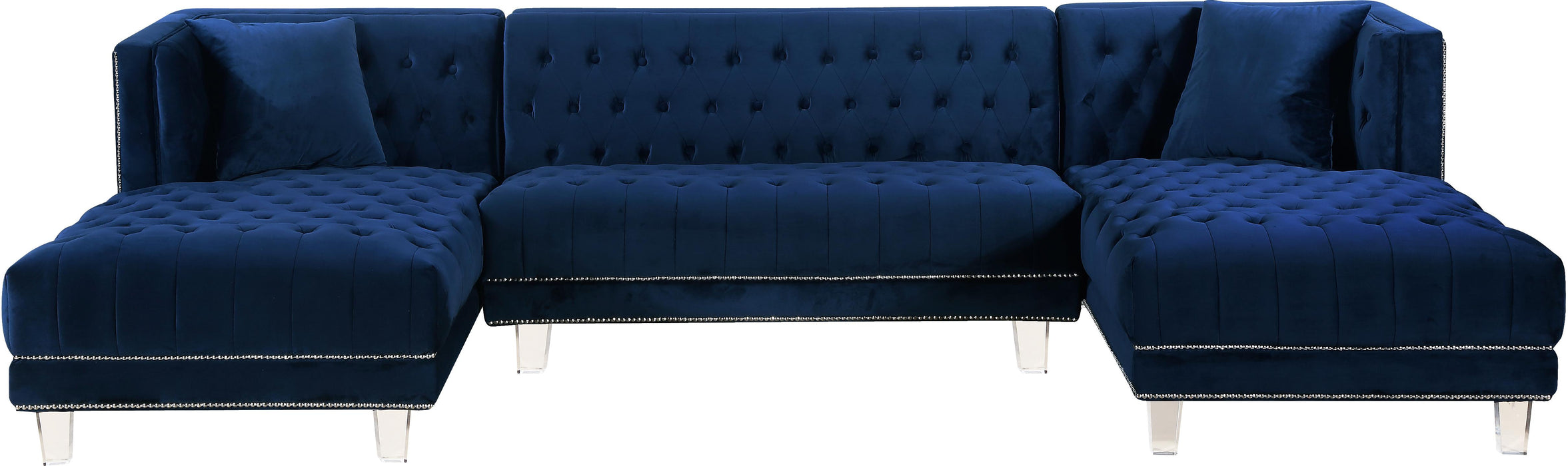 Moda Navy Velvet 3pc. Sectional - D&N Furniture (PA)