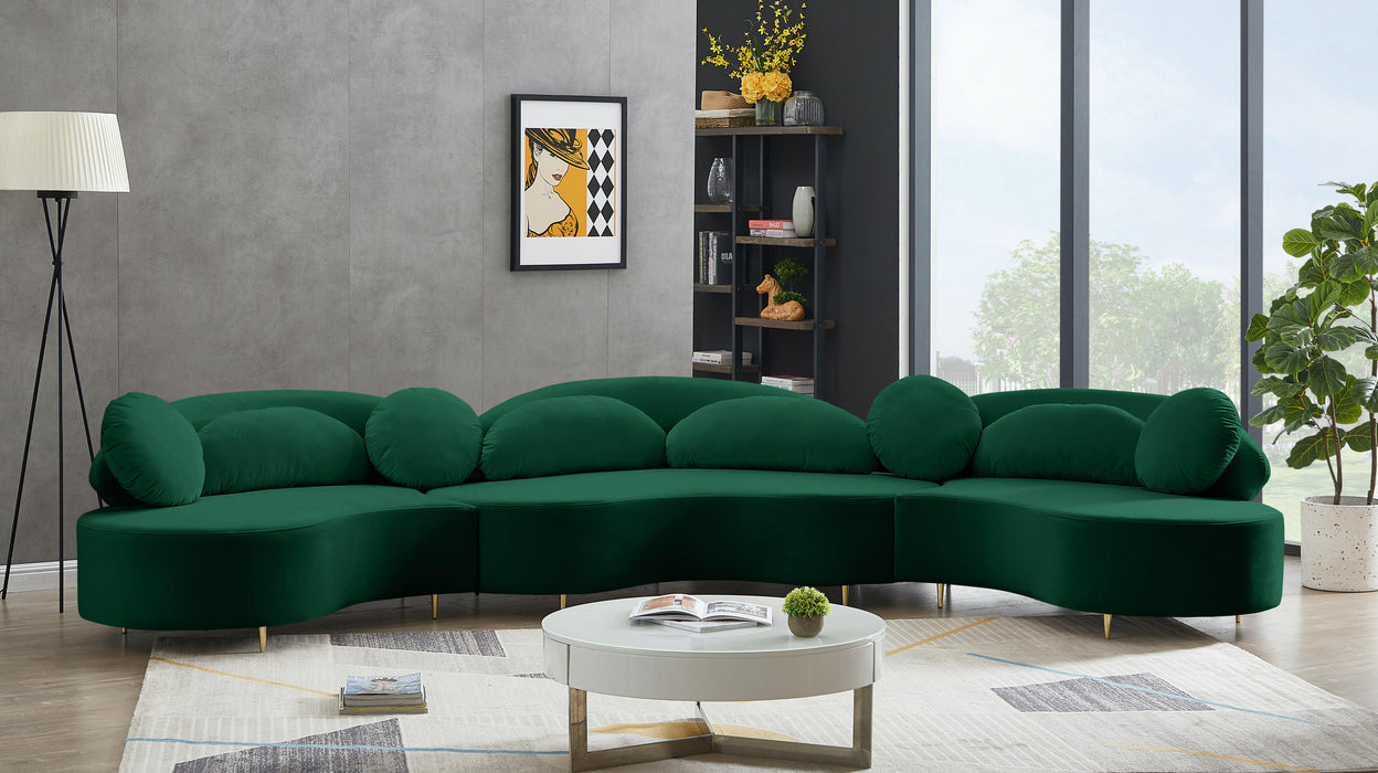 Vivacious Green Velvet 3pc. Sectional (3 Boxes)