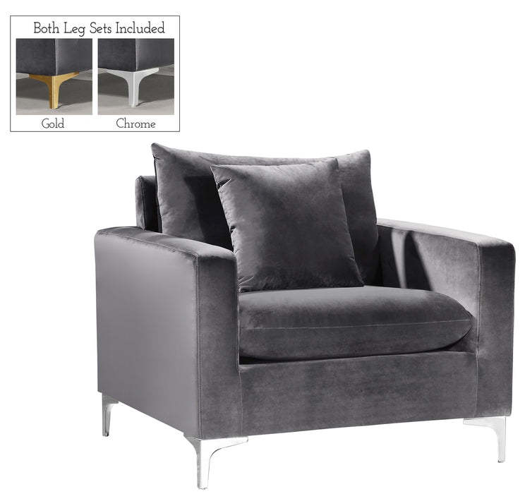 Naomi Grey Velvet Chair