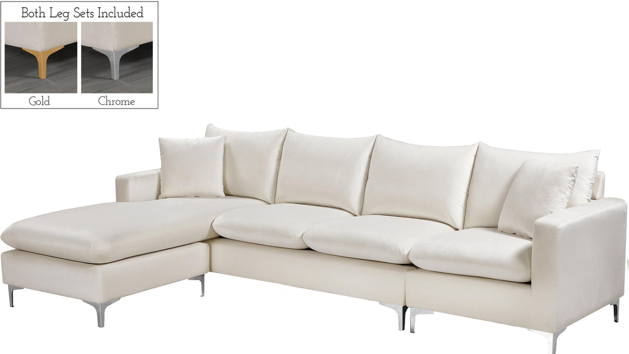 Naomi Cream Velvet 2pc. Reversible Sectional - D&N Furniture (PA)