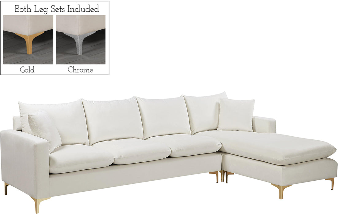 Naomi Cream Velvet 2pc. Reversible Sectional - D&N Furniture (PA)