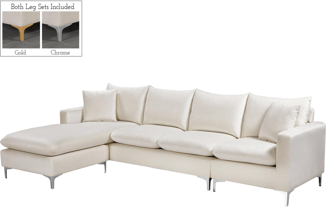 Naomi Cream Velvet 2pc. Reversible Sectional - D&N Furniture (PA)