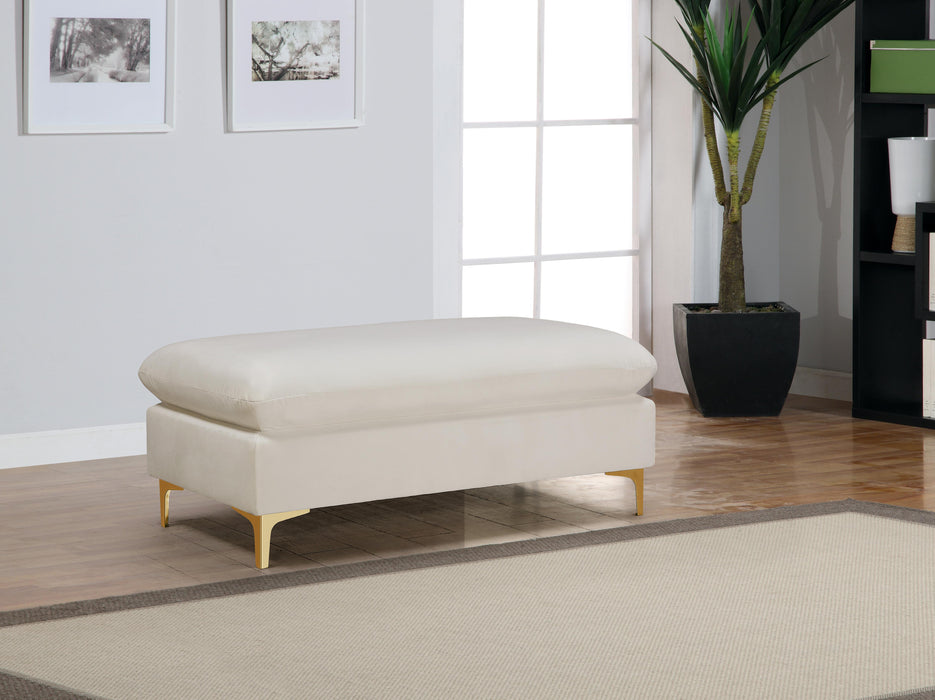 Naomi Cream Velvet Ottoman