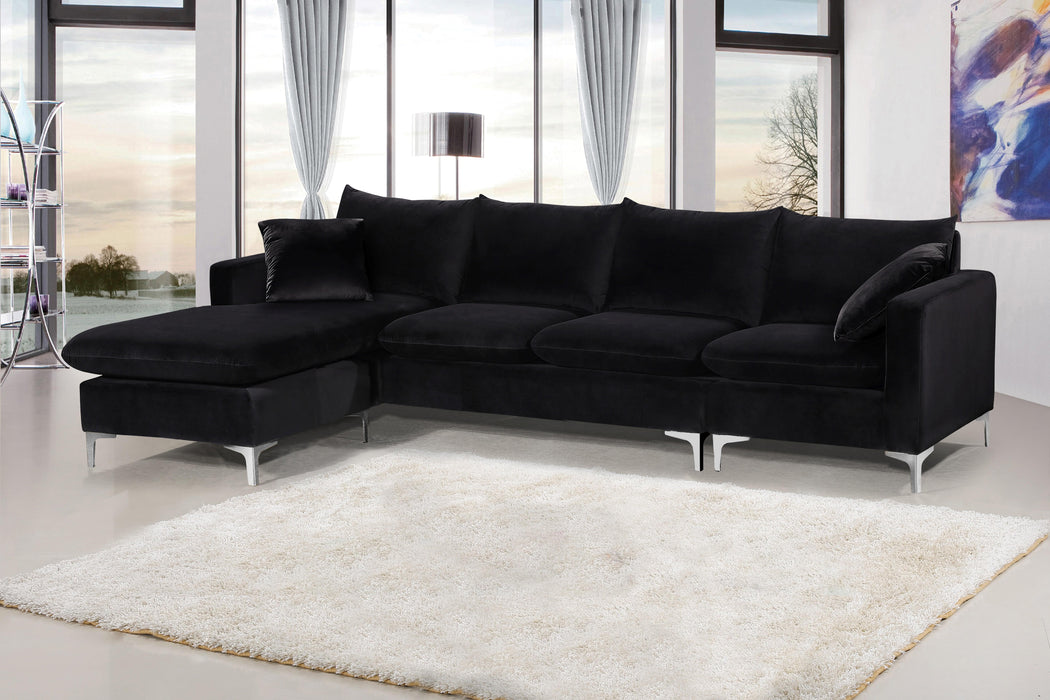 Naomi Black Velvet 2pc. Reversible Sectional - D&N Furniture (PA)