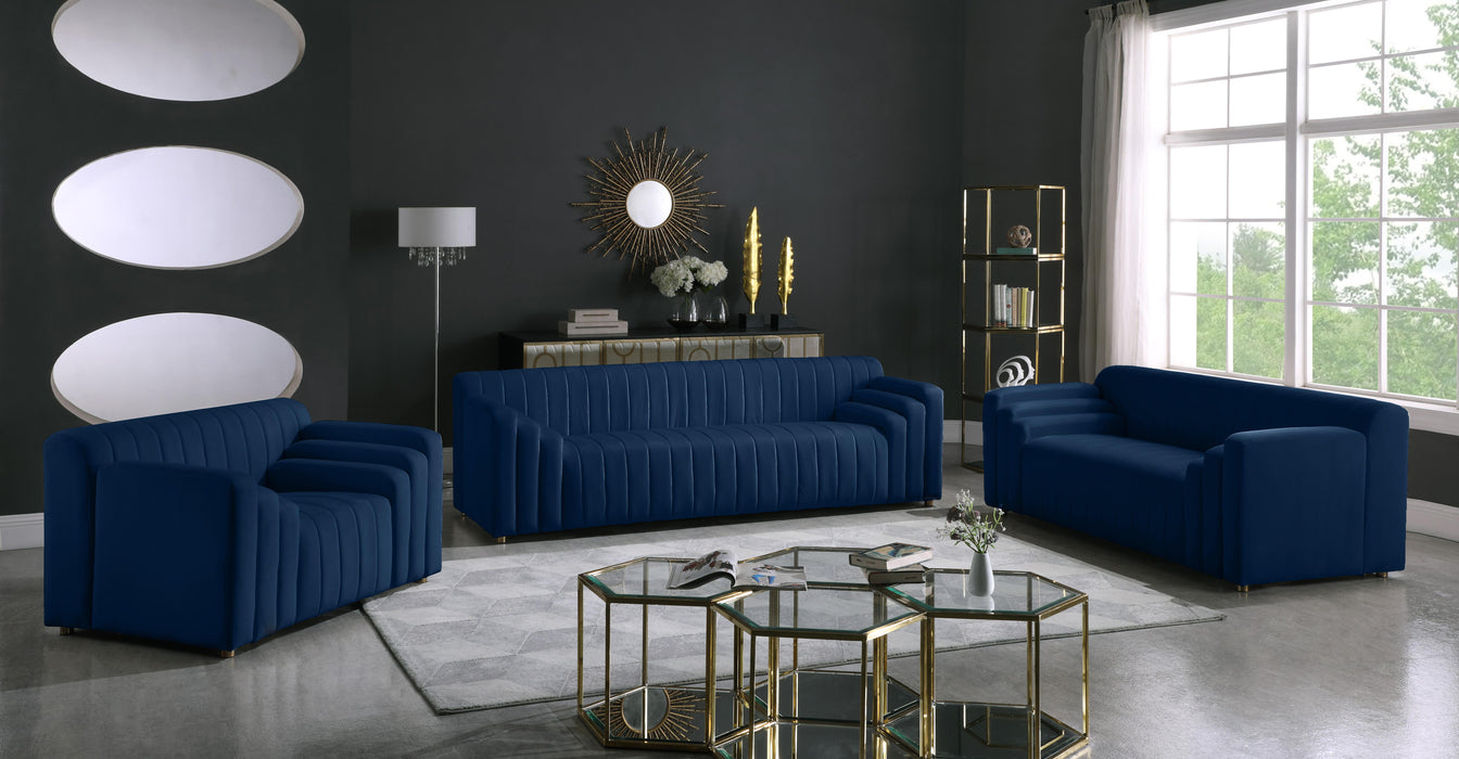 Naya Navy Velvet Loveseat