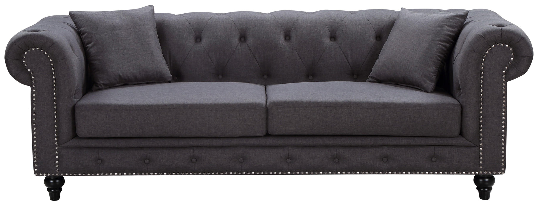 Chesterfield Grey Linen Sofa - D&N Furniture (PA)