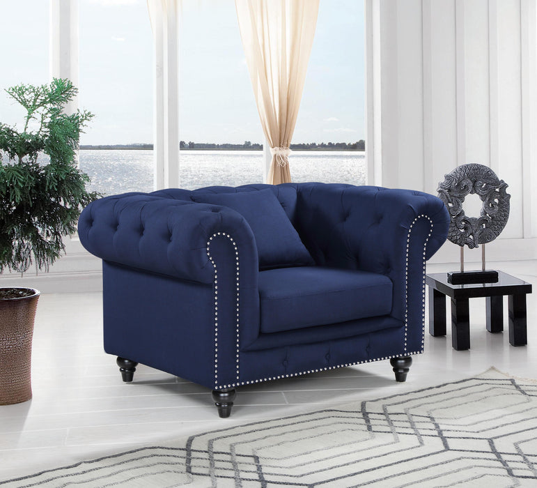 Chesterfield Navy Linen Chair - D&N Furniture (PA)
