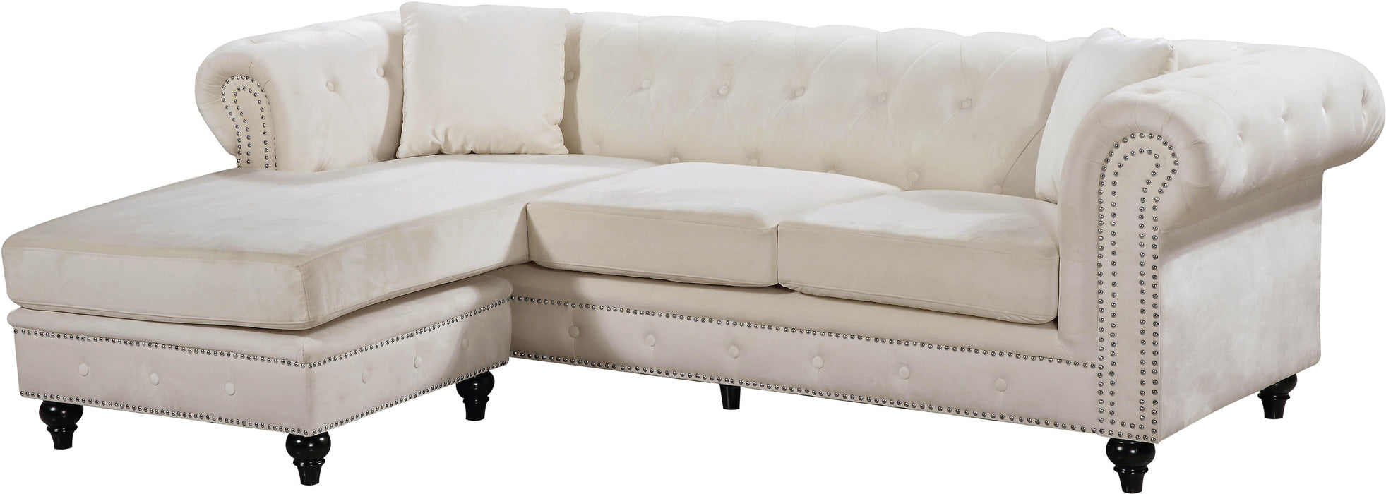 Sabrina Cream Velvet 2pc. Reversible Sectional