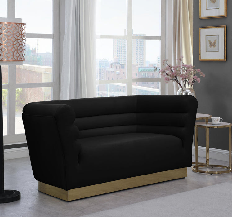 Bellini Black Velvet Loveseat - D&N Furniture (PA)