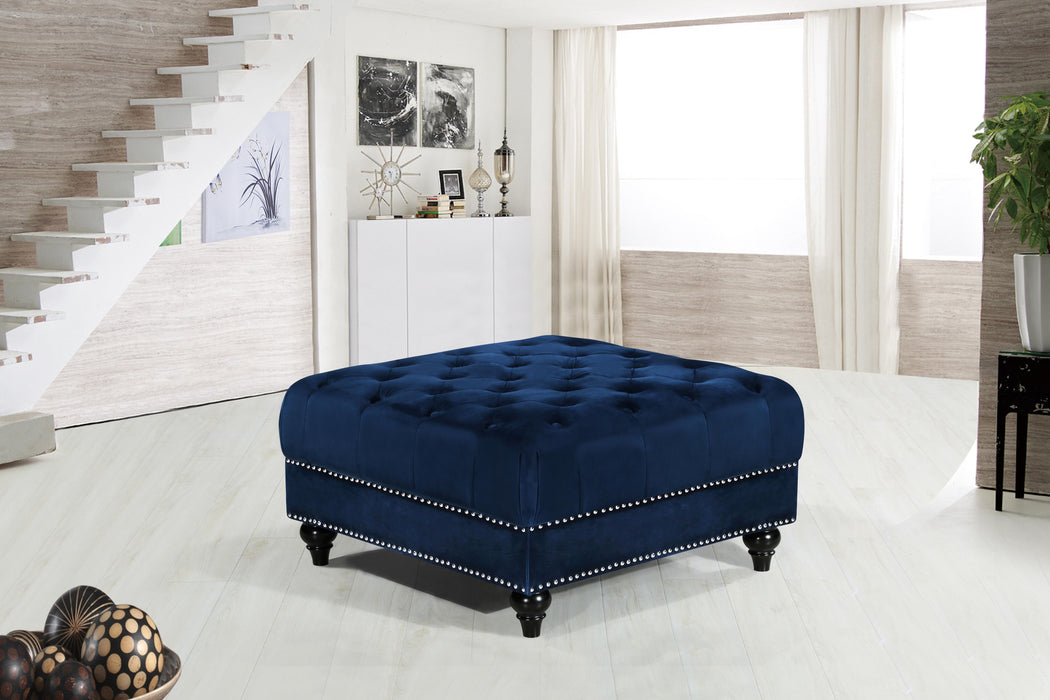 Sabrina Navy Velvet Ottoman