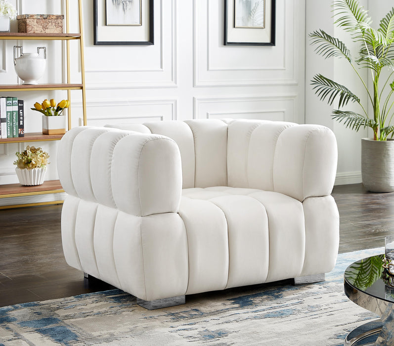 Gwen Cream Velvet Chair - D&N Furniture (PA)