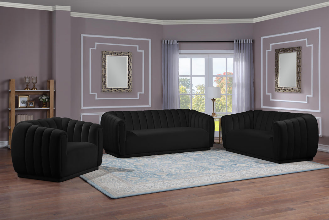 Dixie Black Velvet Loveseat