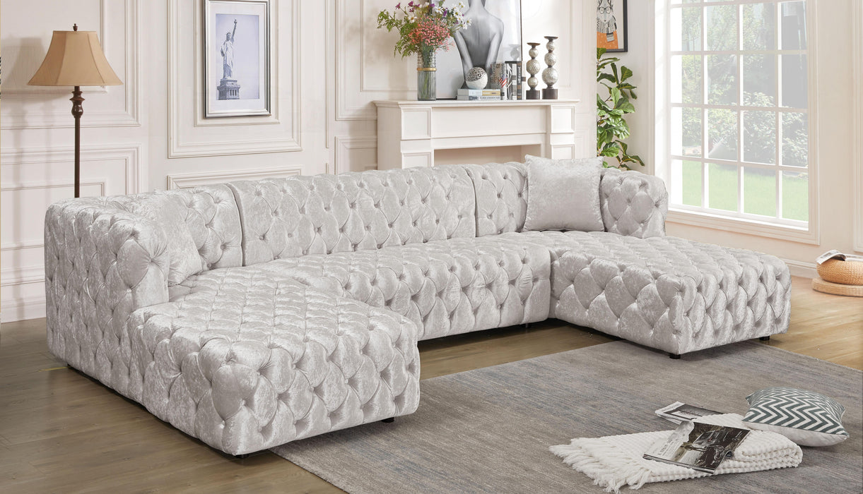 Coco White Velvet 3pc. Sectional (3 Boxes) - D&N Furniture (PA)