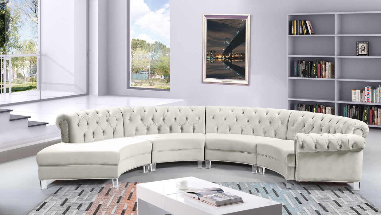 Anabella Cream Velvet 4pc. Sectional - D&N Furniture (PA)