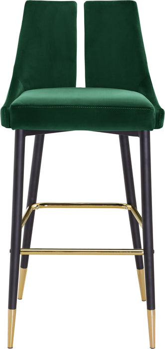 Sleek Green Velvet Stool