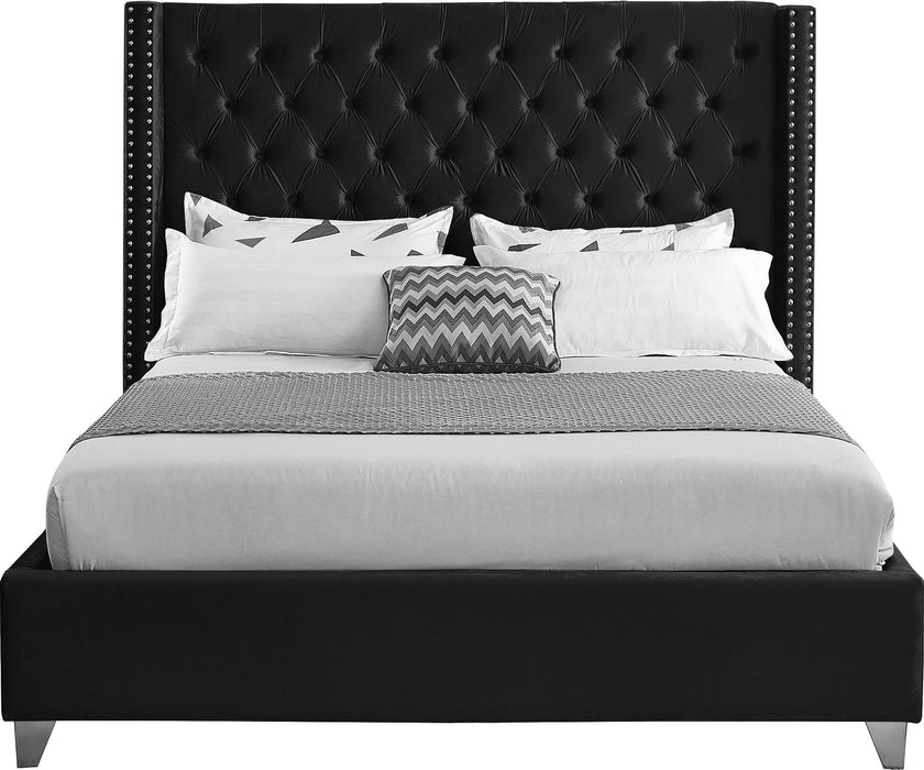 Aiden Black Velvet Full Bed