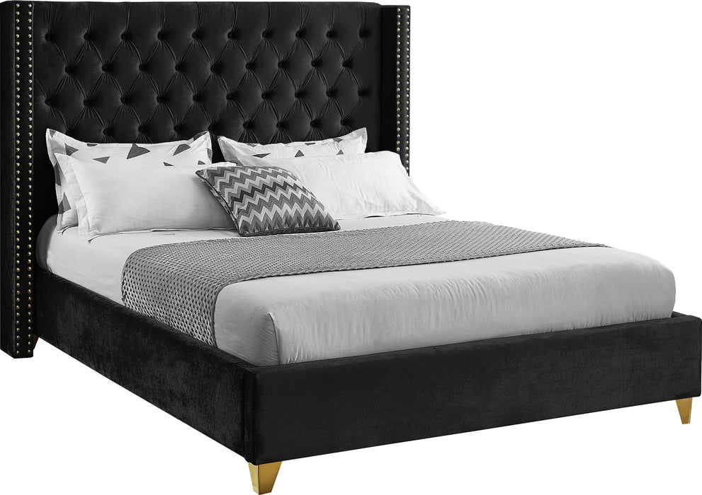 Barolo Black Velvet Queen Bed