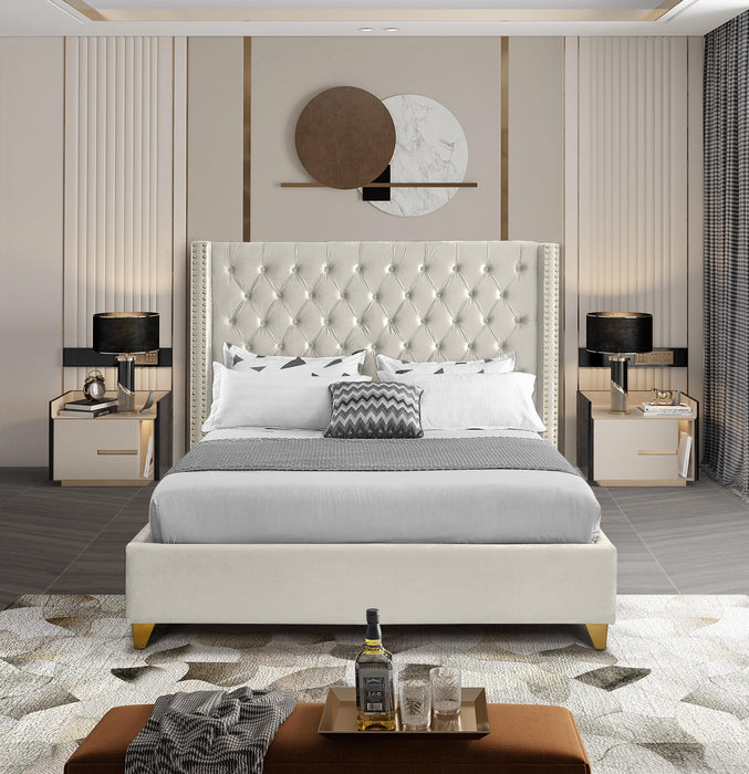 Barolo Cream Velvet King Bed