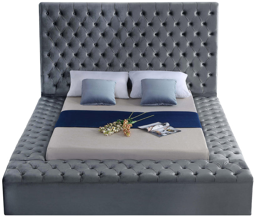 Bliss Grey Velvet King Bed (3 Boxes)