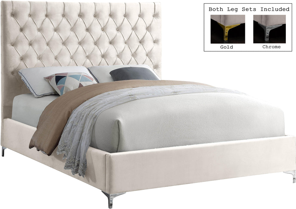 Cruz Cream Velvet Full Bed - D&N Furniture (PA)