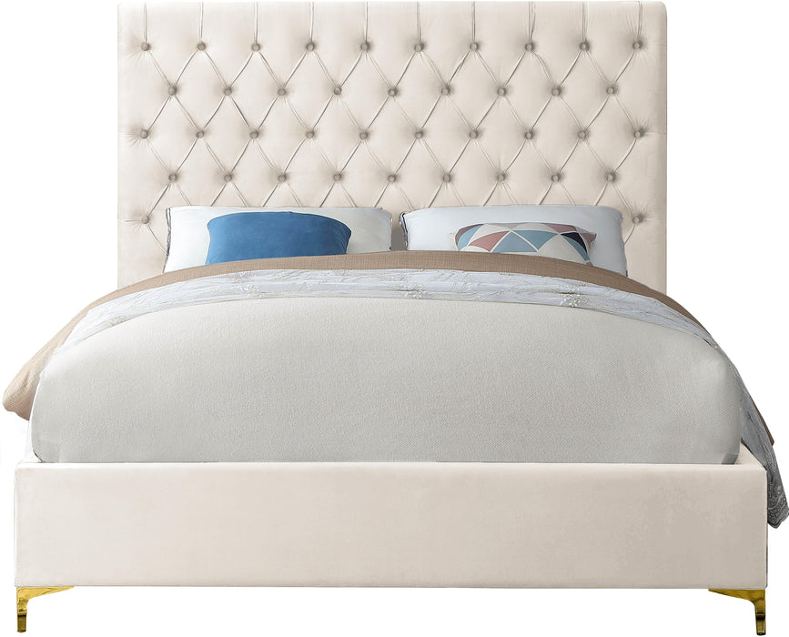 Cruz Cream Velvet Full Bed - D&N Furniture (PA)