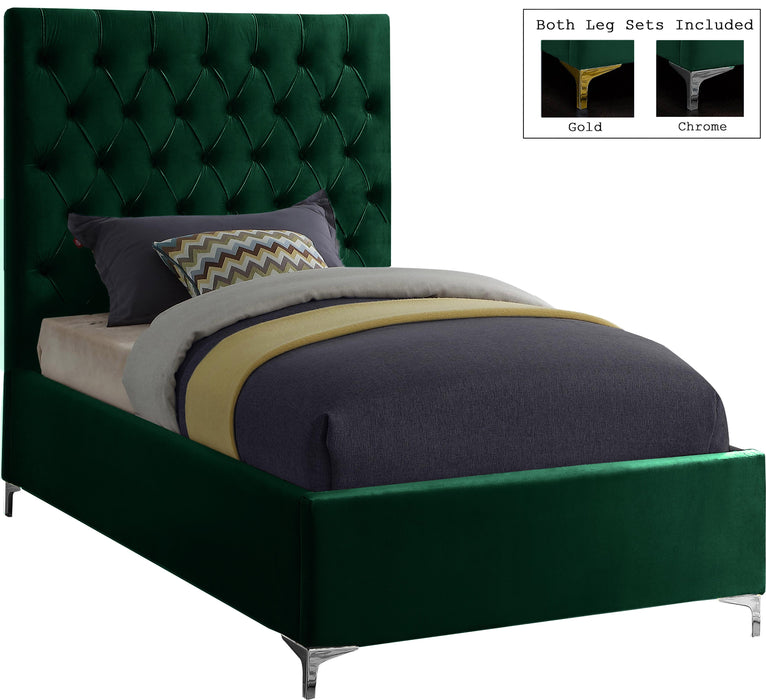 Cruz Green Velvet Twin Bed - D&N Furniture (PA)