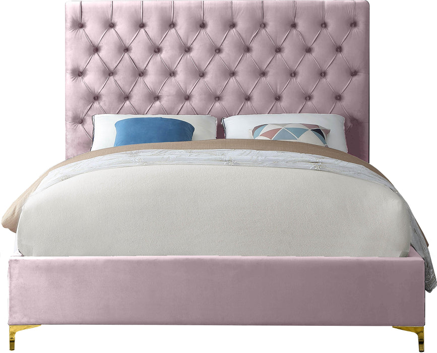 Cruz Pink Velvet Full Bed - D&N Furniture (PA)