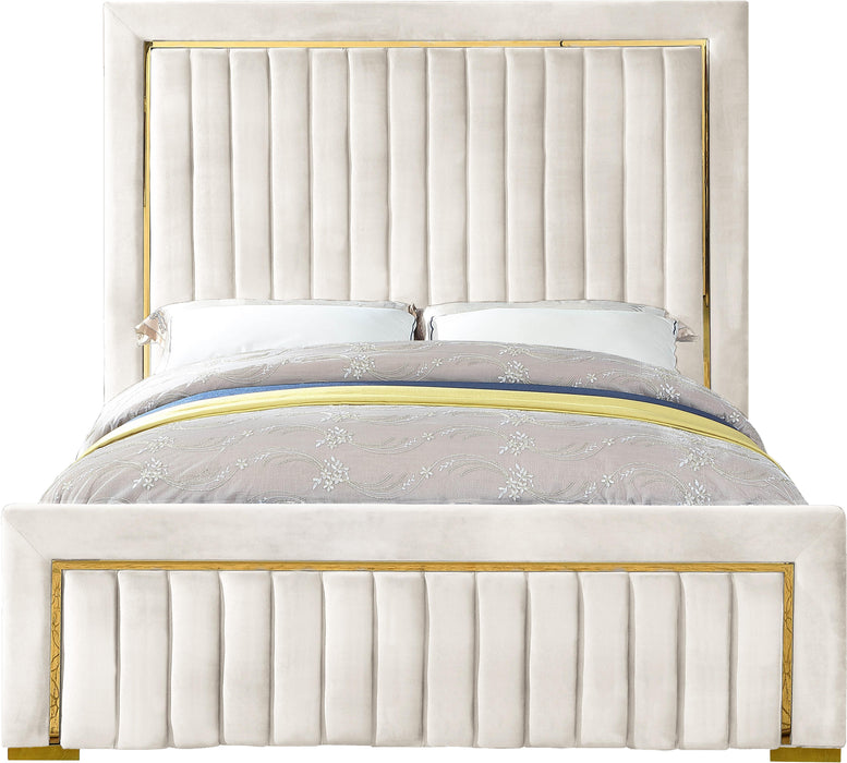 Dolce Cream Velvet King Bed (3 Boxes) - D&N Furniture (PA)