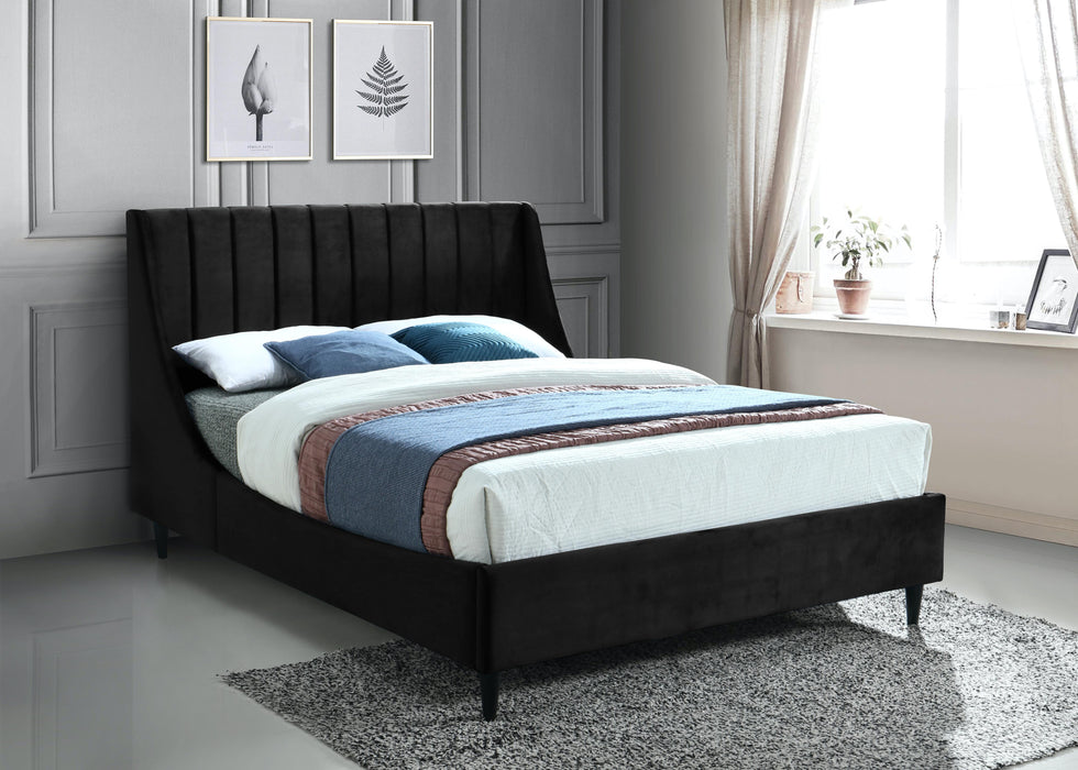 Eva Black Velvet Queen Bed