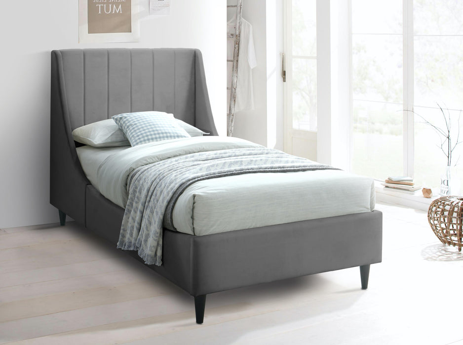 Eva Grey Velvet Twin Bed - D&N Furniture (PA)
