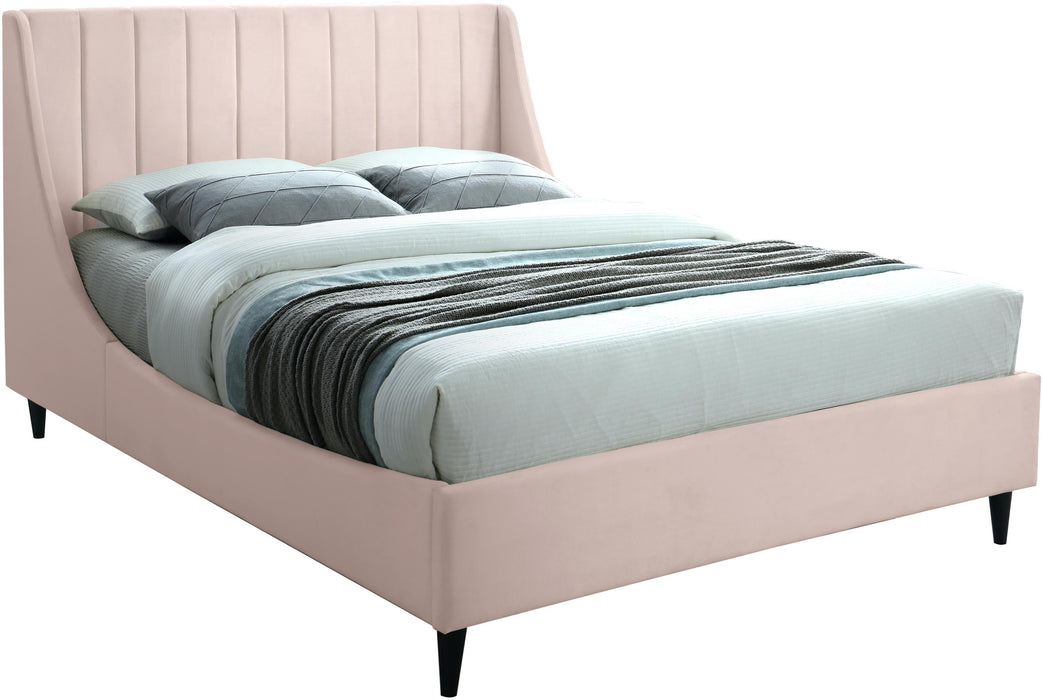 Eva Pink Velvet Queen Bed