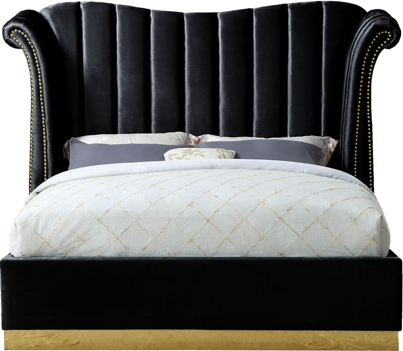 Flora Black Velvet King Bed (3 Boxes) - D&N Furniture (PA)