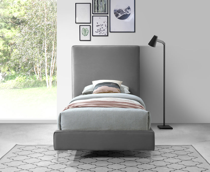 Geri Grey Velvet Twin Bed - D&N Furniture (PA)