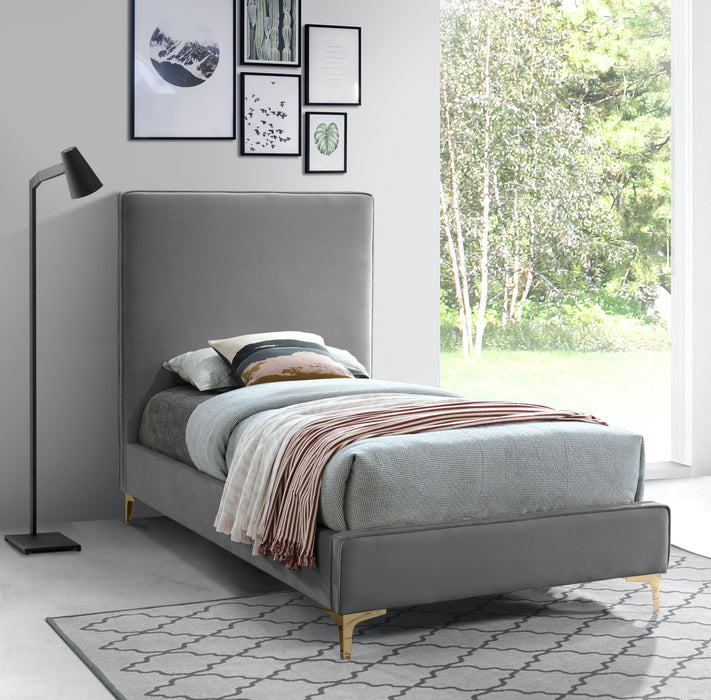 Geri Grey Velvet Twin Bed - D&N Furniture (PA)