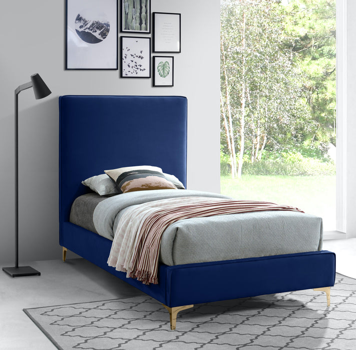 Geri Navy Velvet Twin Bed - D&N Furniture (PA)