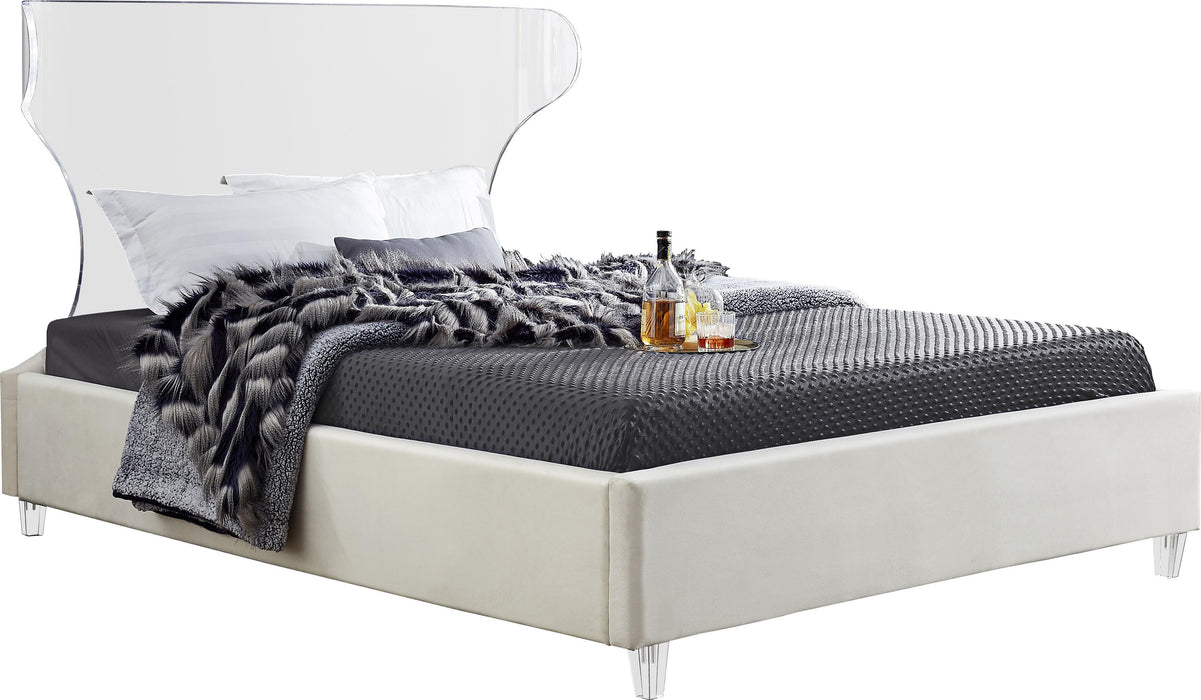 Ghost Cream Velvet King Bed