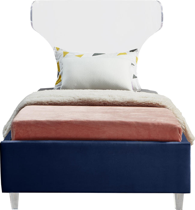Ghost Navy Velvet Twin Bed - D&N Furniture (PA)