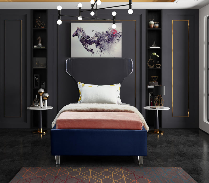 Ghost Navy Velvet Twin Bed - D&N Furniture (PA)