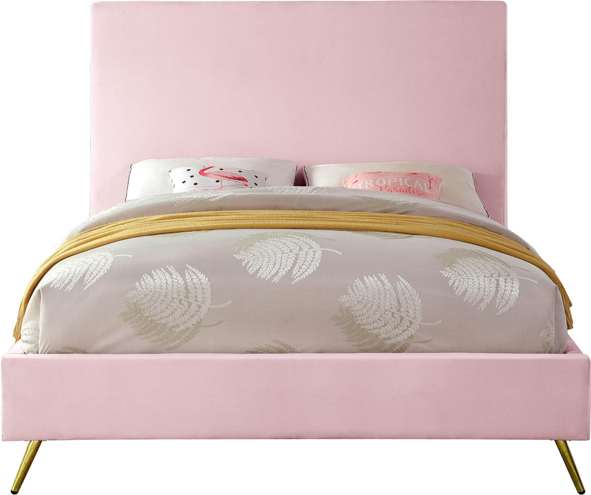 Jasmine Pink Velvet Queen Bed