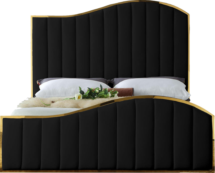 Jolie Black Velvet King Bed (3 Boxes) - D&N Furniture (PA)
