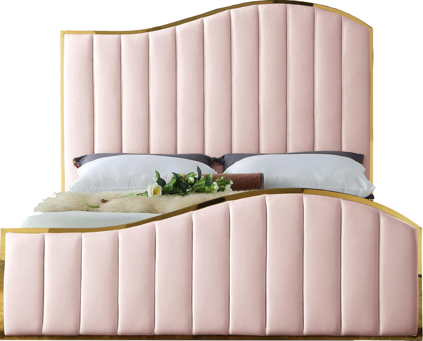 Jolie Pink Velvet King Bed (3 Boxes) - D&N Furniture (PA)