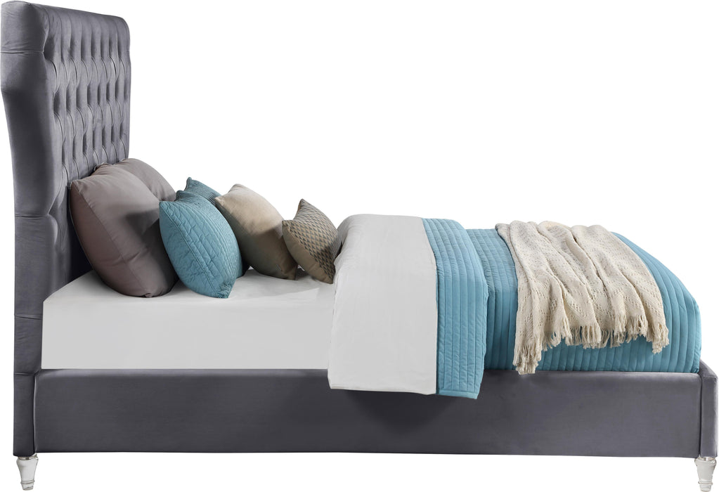 Kira Grey Velvet King Bed - D&N Furniture (PA)