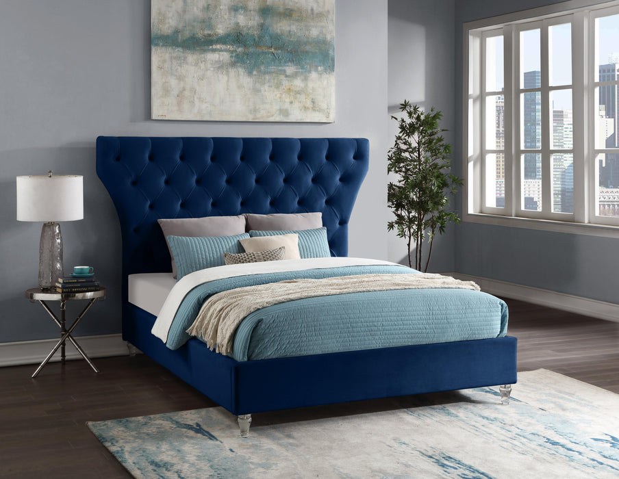 Kira Navy Velvet King Bed - D&N Furniture (PA)