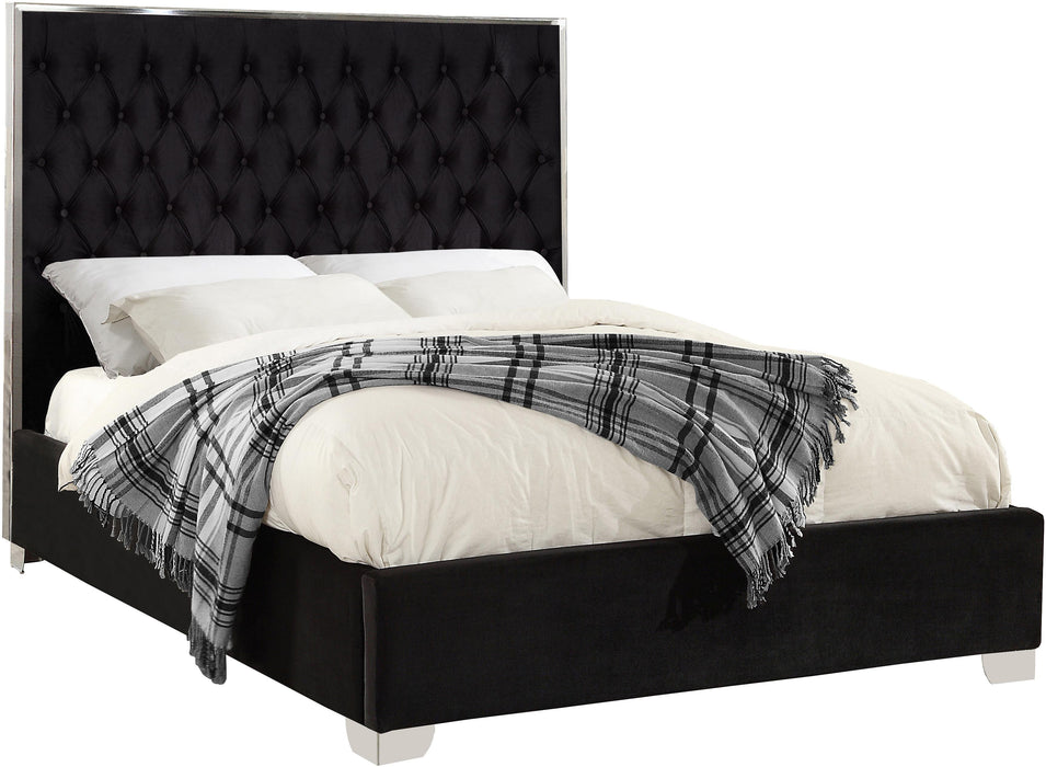 Lexi Black Velvet Queen Bed