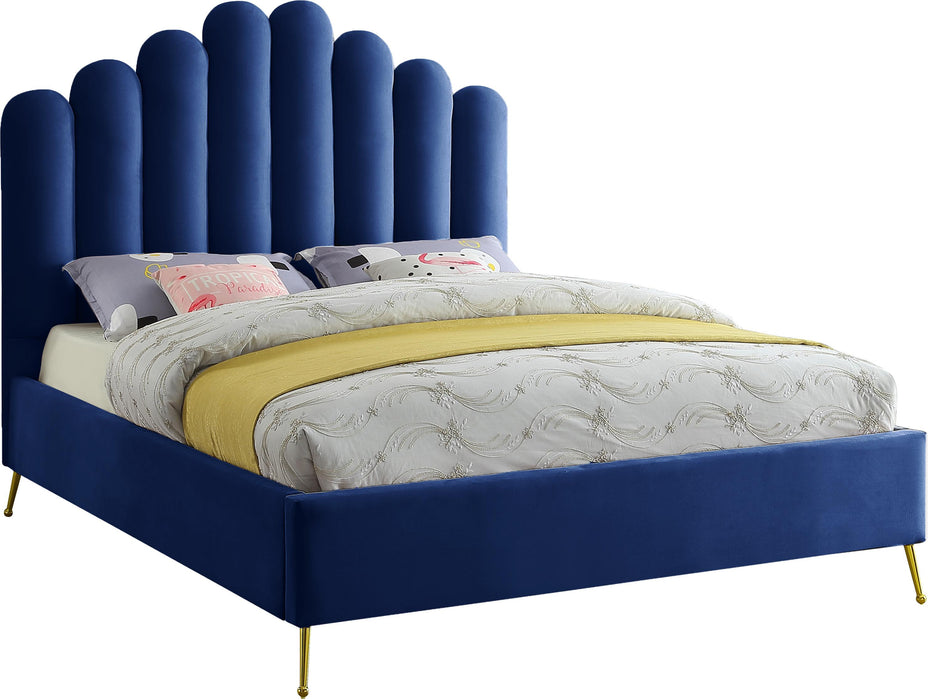 Lily Navy Velvet Queen Bed image